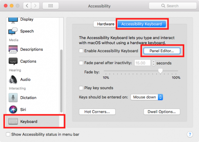 control pannel for mac
