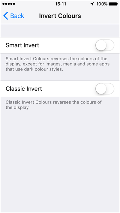My Computer My Way  Invert Colours – iPhone/iPad/iPod Touch iOS 11