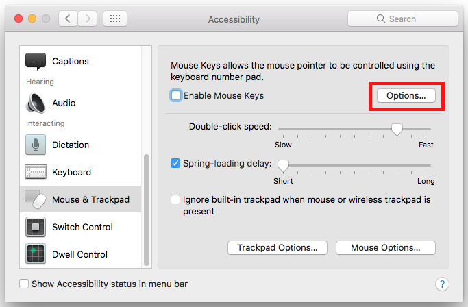 mouse keys for mac sierra