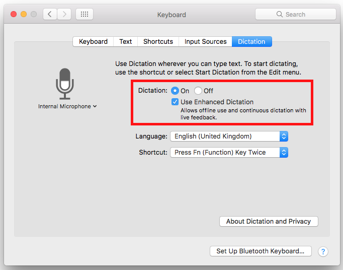 dictation on mac not working