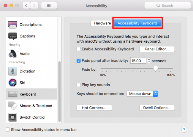 mac command terminal enable access for assistive devices sierra