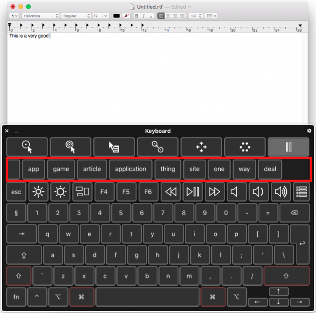 Auto-suggestions on the Accessibility Keyboard