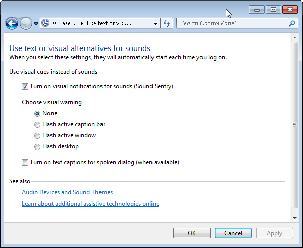 Sound Alerts In Windows 7 Sound Sentry My Computer My Way