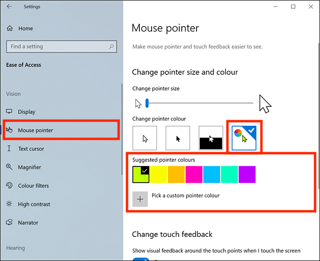 how to change pointer color